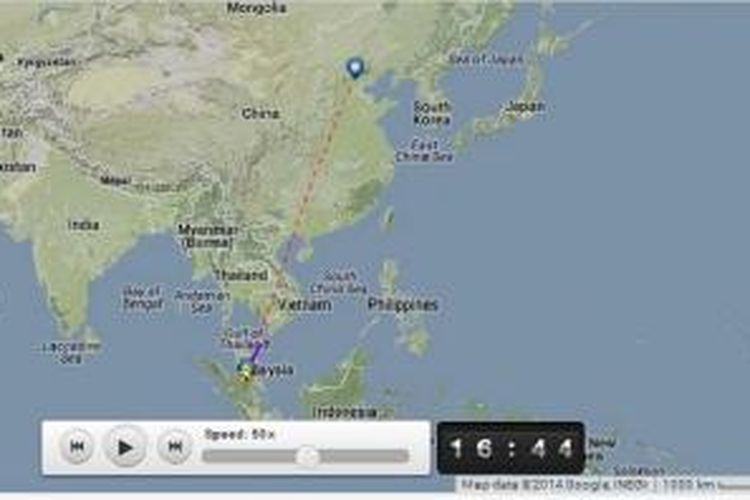 Rute penerbangan Malaysia Airlines MH370