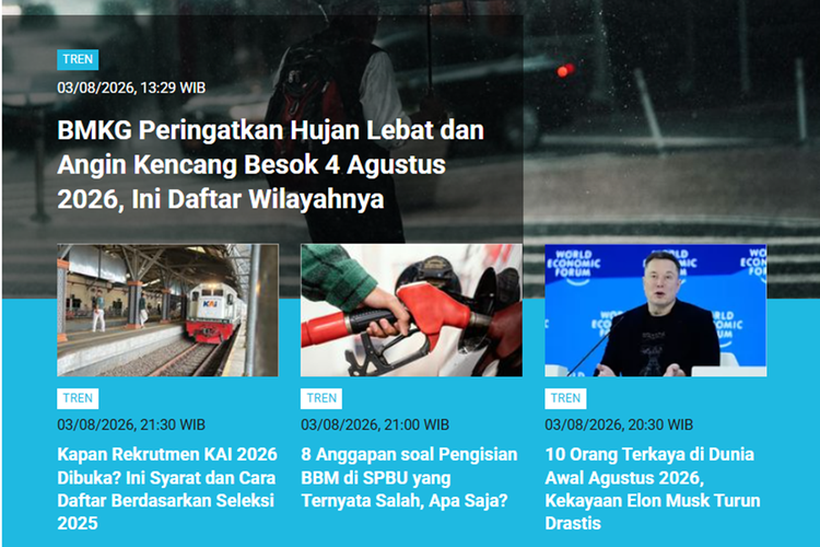 [POPULER TREN] Wilayah Hujan Lebat Hari Ini | Respons Korsel soal Prabowo Siap ke Korut
