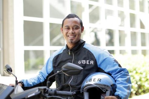 Biru Jadi Warna Atribut Uber Motor di Bandung 