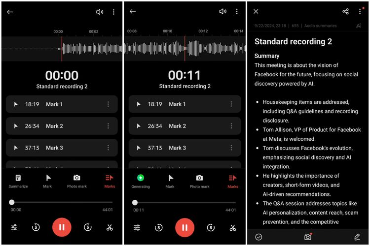 Ilustrasi cara pakai fitur AI Recording Summary di Oppo Reno 12.