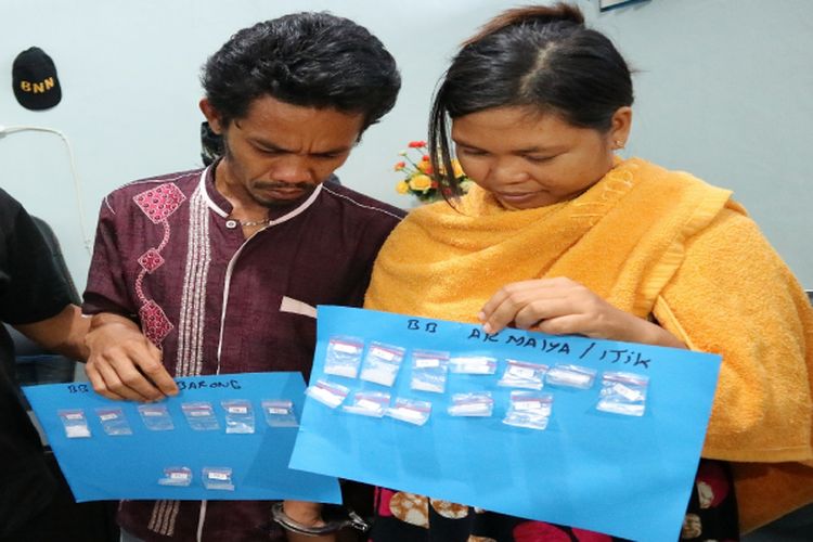 Pasangan suami istri tersangka pengedar sabu dari jaringan lapas di Palangkaraya.