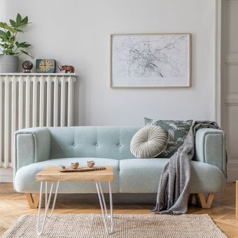 Ilustrasi ruang keluarga bergaya Skandinavia