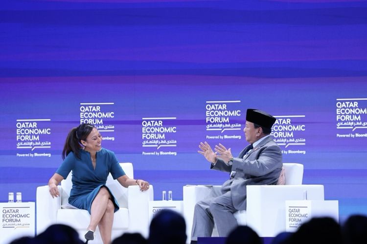 Menteri Pertahanan RI sekaligus presiden terpilih Prabowo Subianto menjadi pembicara dalam Forum Ekonomi Qatar di Doha, pada Rabu (15/5/2024) waktu setempat.