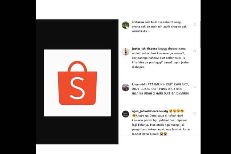 Komplain di akun Instagram @Shopee_id.