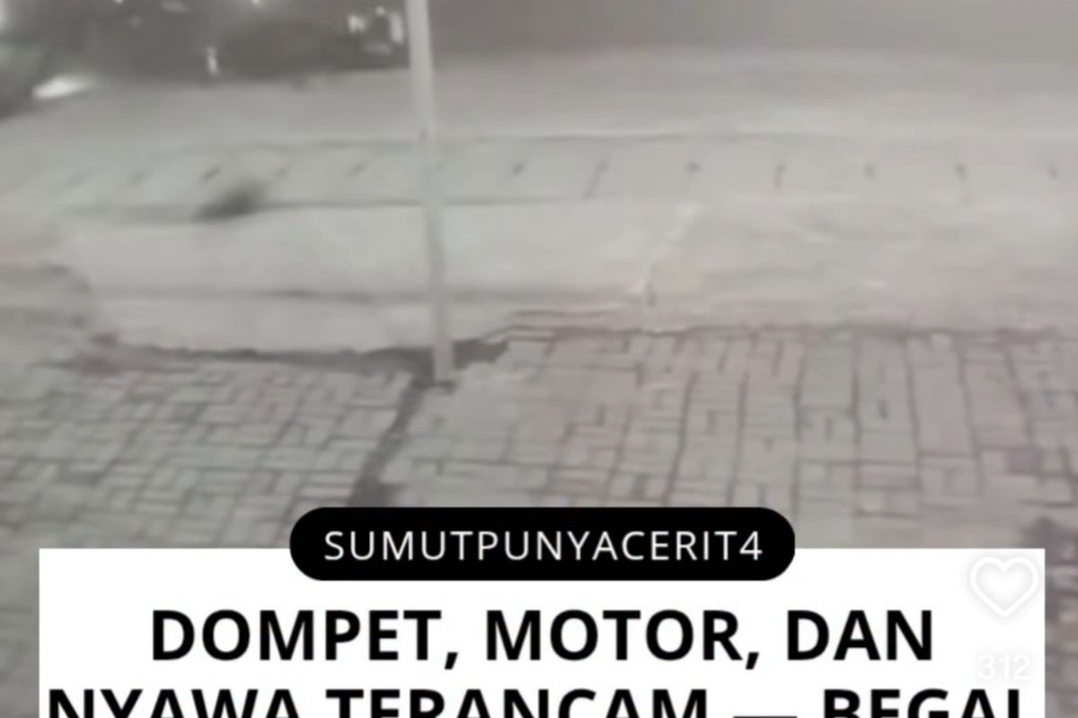 Potongan gambar dari video bernarasi seorang pekerja kafe, inisial MFA, menjadi korban begal saat melintas di Jalan Medan-Binjai Km 16, Desa Serba Jadi, Kabupaten Deli Serdang, Sumatera Utara pada Kamis (10/7/2025).