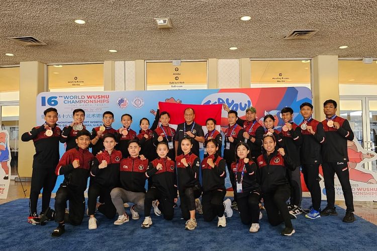 Timnas Wushu Indonesia yang tampil di Kejuaraan Wushu Dunia 2023 Amerika Serikat. 