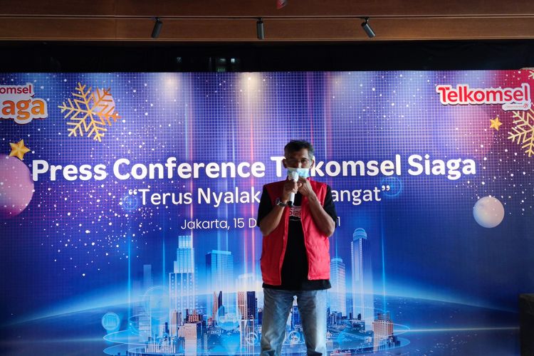 Vice President Network Assistance, Security and Operation Center Telkomsel, Rahmat Novalianto, dalam konferensi pers Telkomsel Siaga, Rabu (15/12/2021).