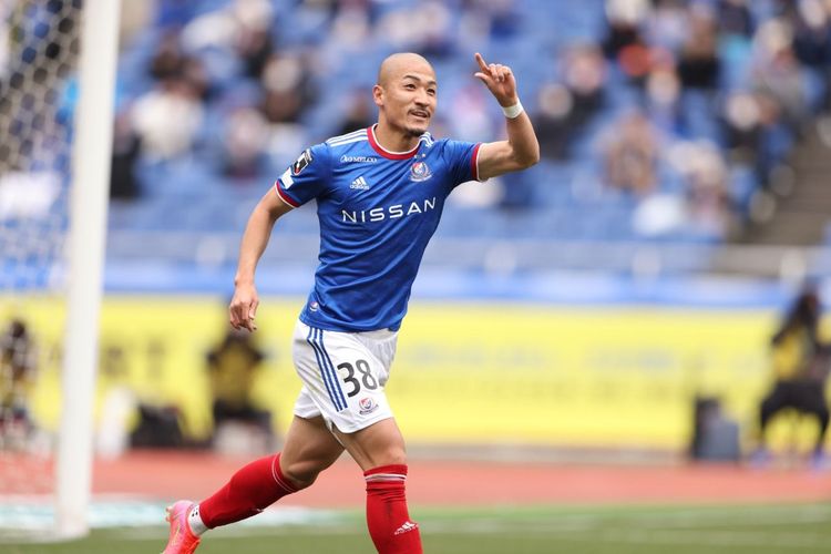 Penyerang timnas Jepang pada Olimpiade Tokyo 2020 Daizen Maeda saat membela Yokohama F. Marinos.