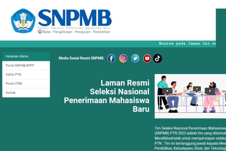 Laman Seleksi Nasional Penerimaan Mahasiswa Baru (SNPMB) 2023, cara cek pengumuman UTBK SNBT 2023.