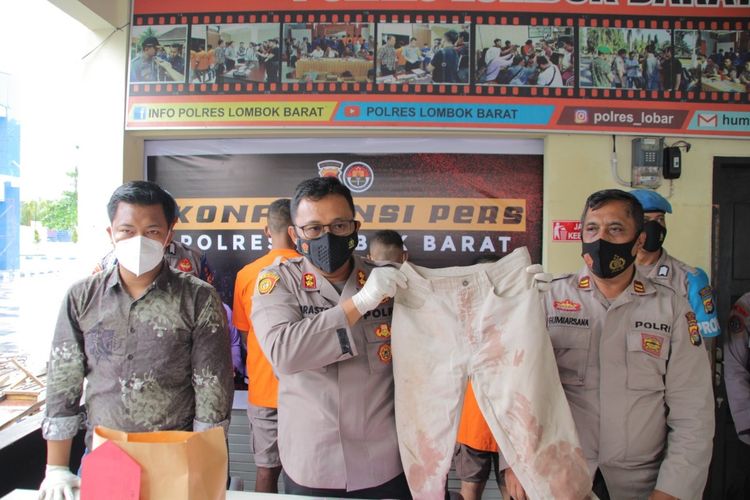 Jumpa pers Polres Lombok Barat kasus penganiayaan JR dengan dibacok di jalan Bypass BIL II Lombok Barat