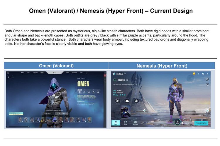 Karakter Omen di Valorant dan Nemesis di Hyper Front versi terbaru yang dianggap mirip.