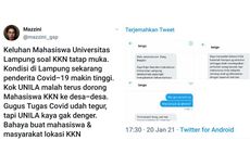 Twit Viral di Medsos, Unila Ngotot Mahasiswa KKN Turun Lapang ke Desa-desa, padahal Kasus Covid-19 Tinggi