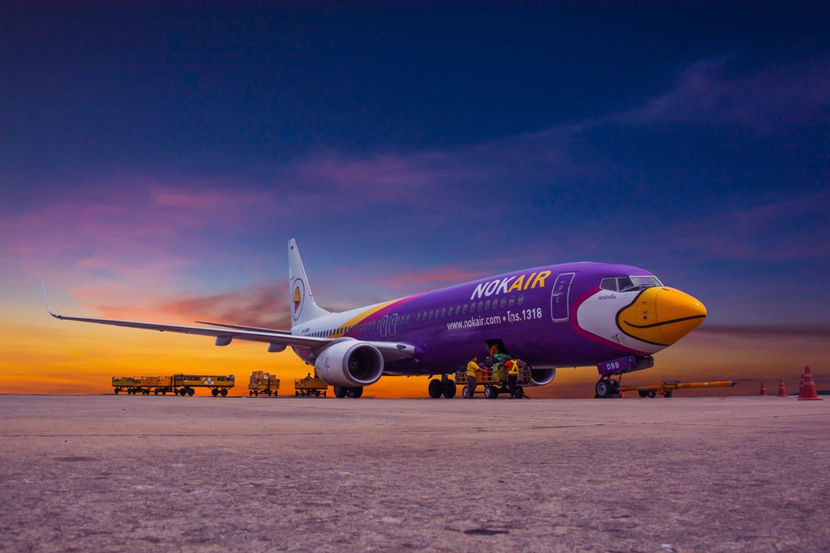 Ilustrasi Nok Air, maskapai penerbangan Thailand. 