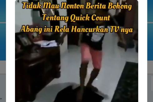 Viral, Video Pria Banting dan Hancurkan TV karena Kesal Prabowo Kalah di 