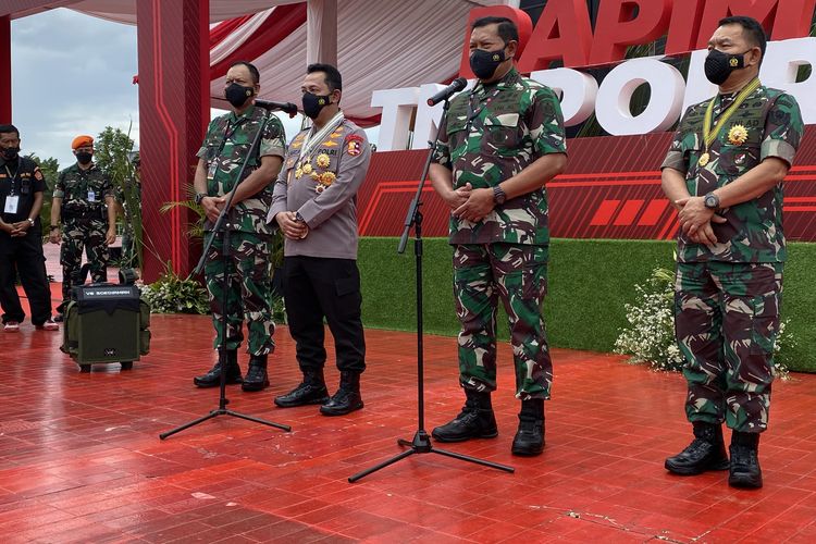 KSAL Laksamana Yudo Margono usai Rapim TNI-Polri di Mabes TNI, Jakarta, Selasa (1/3/2022).