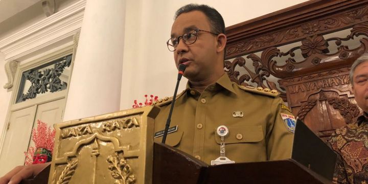 Gubernur DKI Jakarta Anies Baswedan di Balai Kota DKI Jakarta, Jalan Medan Merdeka Selatan, Senin (14/5/2018). 