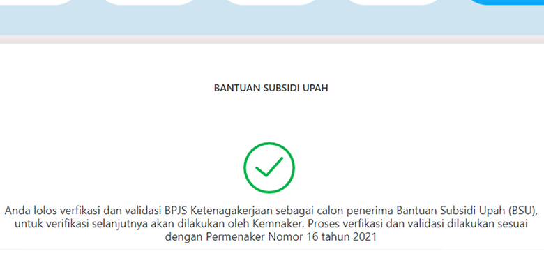 Tangkapan layar tampilan menu Bantuan Subsidi Upah pada laman sso.bpjsketenagakerjaan.go.id.