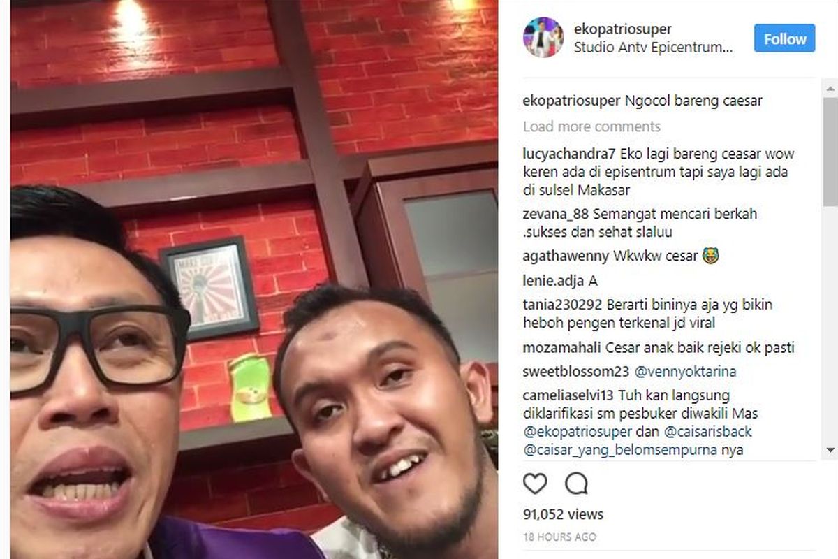 Lewat video singkat dalam akun komedian Eko Patrio, @ekopatriosuper, Caisar akhirnya mengungkapkan alasannya untuk kembali masuk ke dunia hiburan.