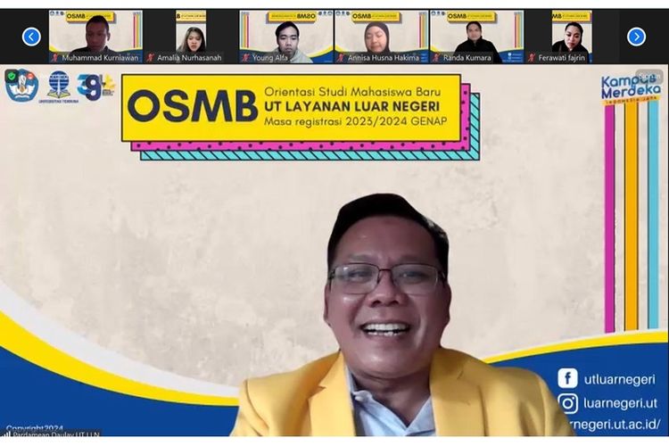 Direktur UT LLN Pardamean Daulay saat menghadiri Orientasi Studi Mahasiswa Baru (OSMB) bagi 890 mahasiswa UT Jepang melalui Zoom Meeting pada Minggu (17/3/2024). 