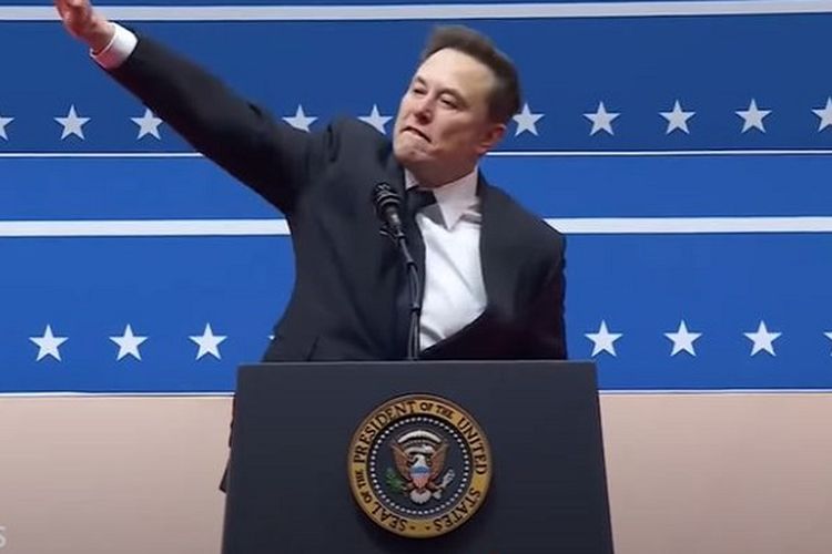 Elon Musk mendapat kecaman sejumlah pihak setelah dia membuat gerakan yang mirip salam penghormatan ala Nazi saat berpidato untuk merayakan pelantikan Presiden AS, Donald Trump, Senin (20/1/2025). 