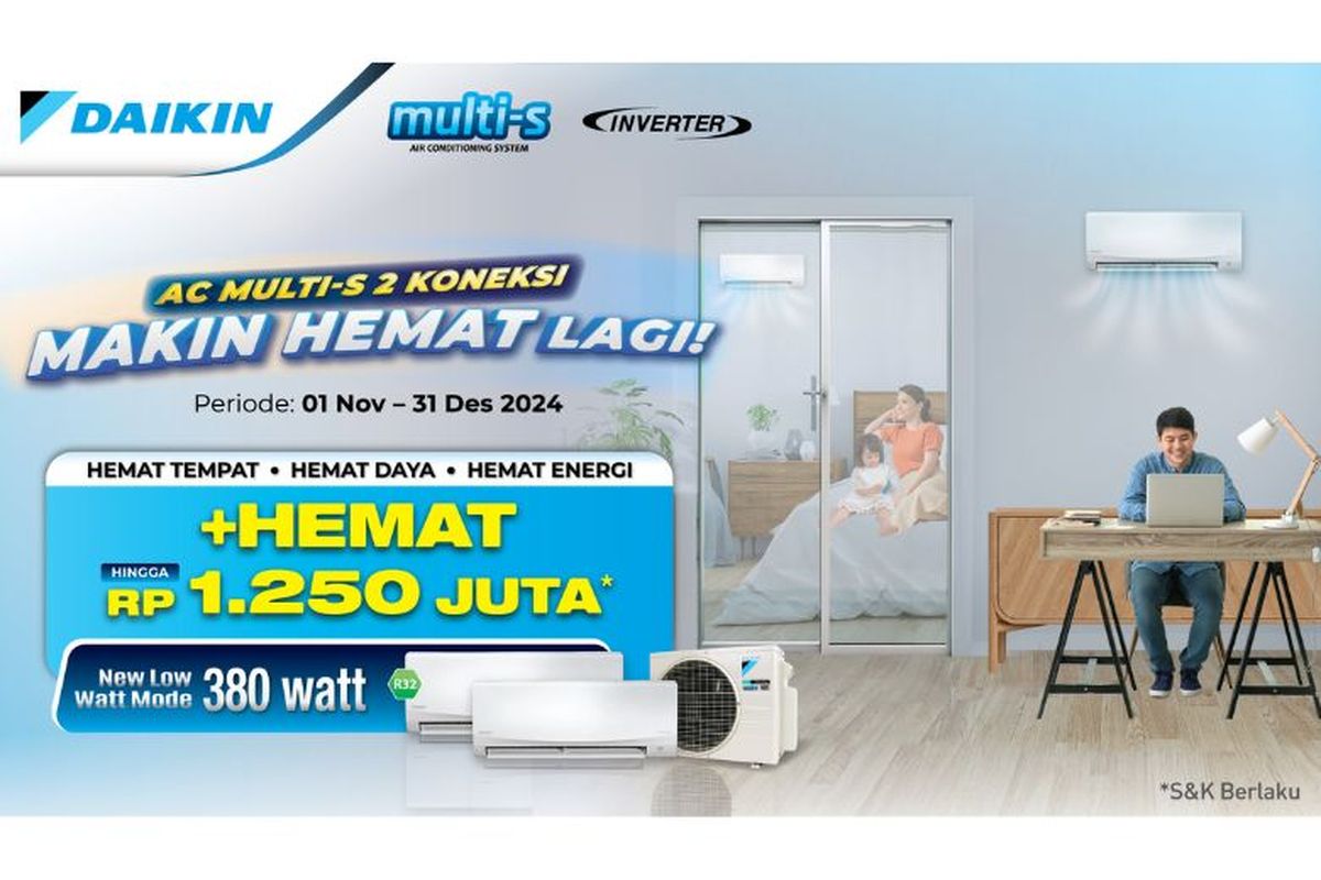 AC DAIKIN Multi-S, hemat tempat, hemat daya, hemat energi.