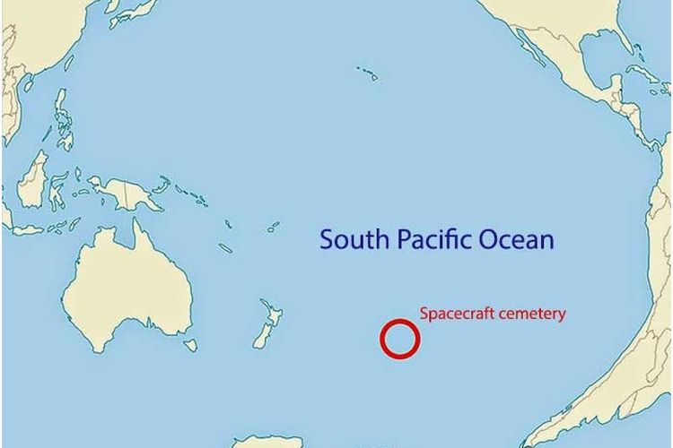 Lokasi kuburan benda-benda ruang angkasa buatan manusia, terletak di Amsudra Pasifik.