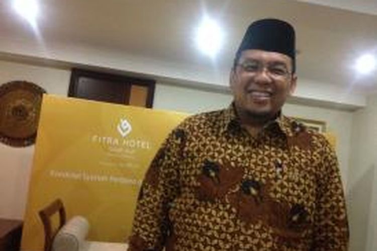 Vice Director of Business Development Metropolitan Golden Management, Bayu Waskito Nugroho, usai konferensi pers peluncuran perdana Fitra Hotel Majalengka di Masjid Raya Pondok Indah, Jakarta, Sabtu (19/7/2014). 