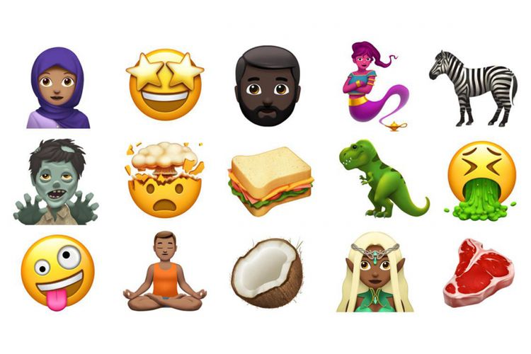 Sebagian desain emoji baru yang dipamerkan oleh Apple.