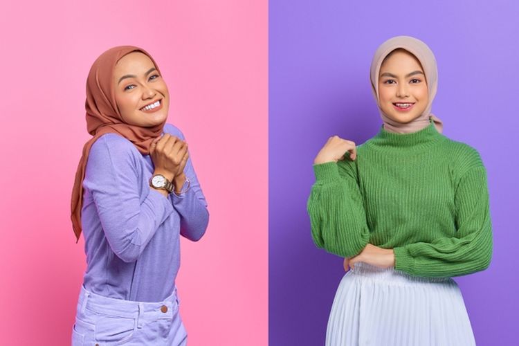Ilustrasi mix and match warna hijab
