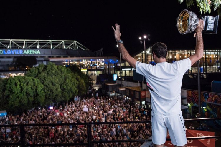 Petenis Roger Federer mengunggah ucapan terima kasih kepada publik di akun Twitter pribadinya, 1 Februari 2018, seusai menjuarai Australia Terbuka.