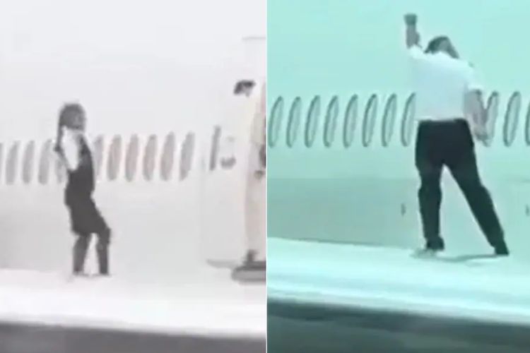 Anggota awak kabin Swiss International Air Lines menghadapi penyelidikan setelah ketahuan menari dan mengambil foto di sayap pesawat Boeing 777.