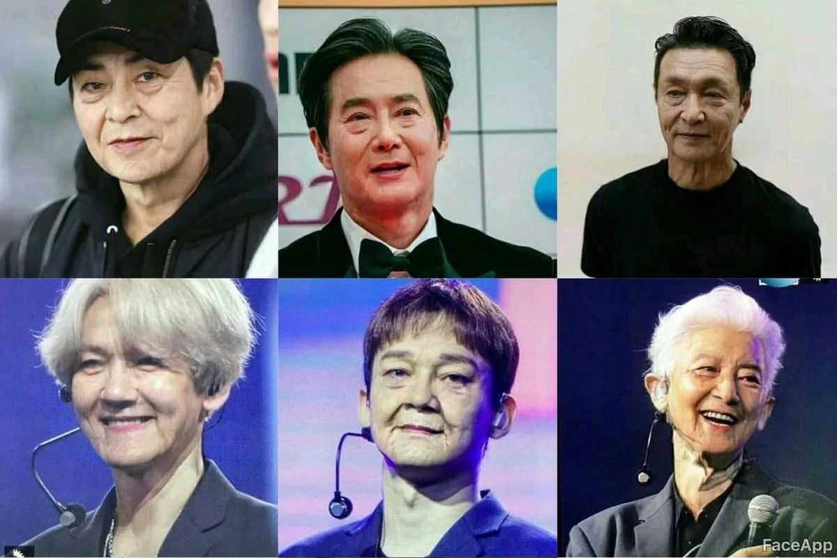 Member EXO saat dipakaikan aplikasi FaceApp. 