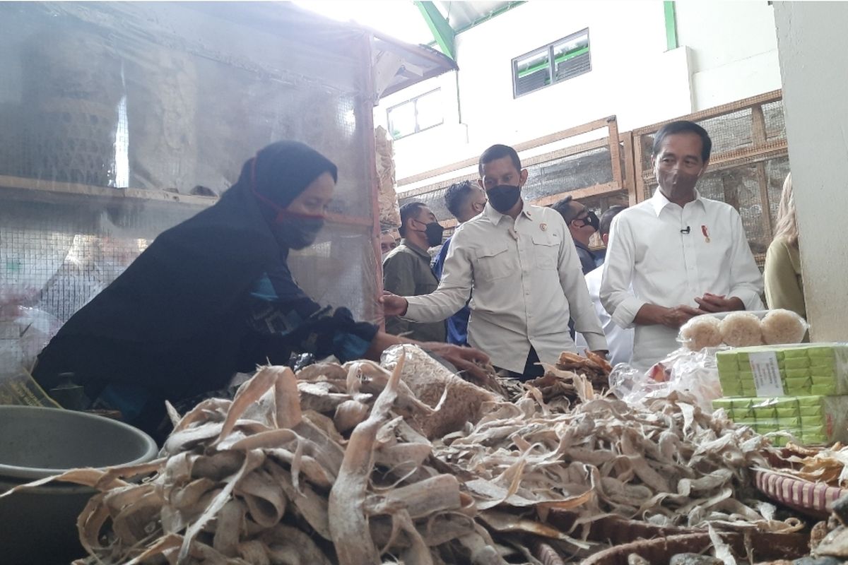 Jokowi membeli Ikan asin berjenis Teri Jengki di Pasar Baledono Purworejo 