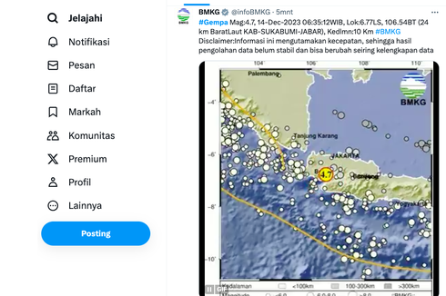 Gempa Magnitudo 4,7 Guncang Sukabumi Terasa hingga Jakarta