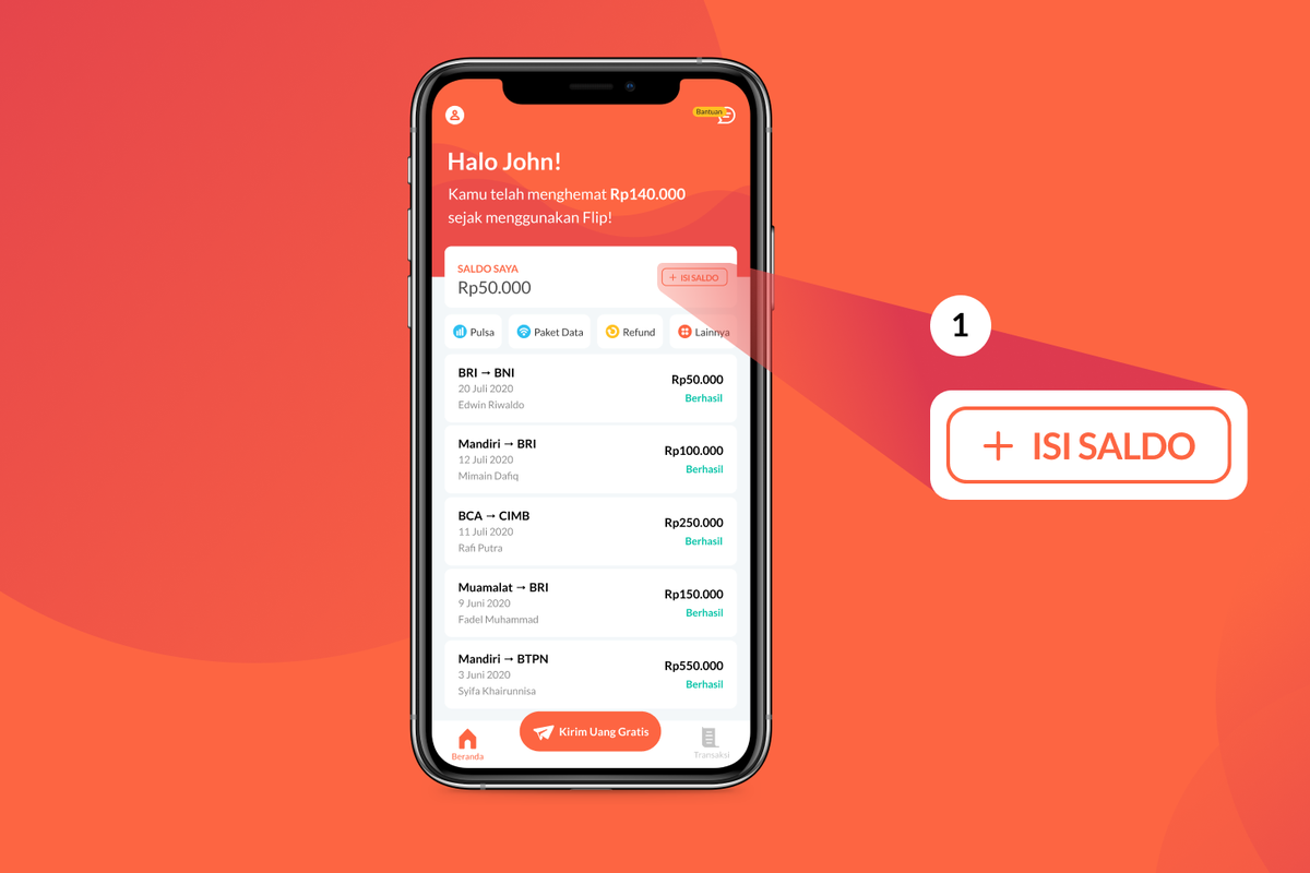 Cara isi saldo Flip lewat BRI secara mudah dan cepat