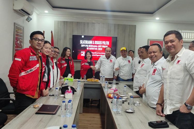 Pertemuan elite Partai Solidaritas Indonesia (PSI) dengan DPP Pro Jokowi (Projo) di Kantor DPP Projo, kawasan Pancoran, Jakarta Selatan, Kamis (10/8/2023) sore.