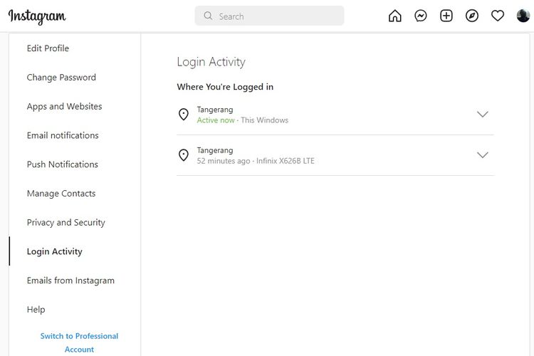 Cara Cek Perangkat Yang Pernah Login Di Instagram