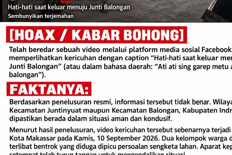 Beredar Video Kericuhan yang Disebut Terjadi di Junti Balongan, Polres Indramayu: Hoaks