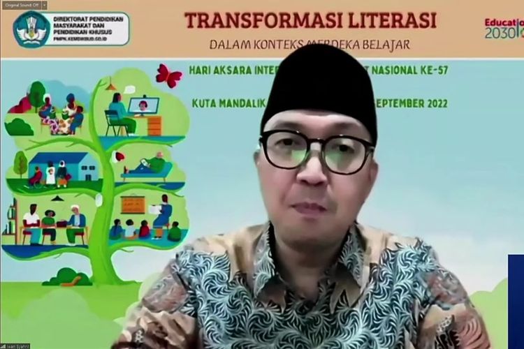 Dirjen Pendidikan Anak Usia Dini (PAUD), Pendidikan Dasar, dan Pendidikan Menengah Kemendikbud Ristek, Iwan Syahril dalam acara peringatan Hari Aksara Internasional (HAI) pada Kamis (08/09/22).