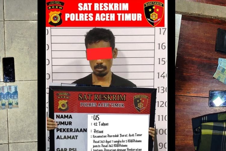 Tim Polres Aceh Timur, Provinsi Aceh menangkap pria berinisial US (42) warga Kecamatan Peureulak Barat, Kabupaten Aceh Timur, Senin (25/3/2024)