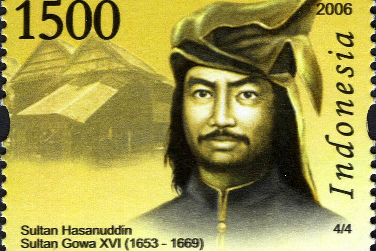 Gambar Sultan Hasanuddin, Raja Kerajaan Gowa-Tallo, dalam perangko yang diterbitkan pada 2006.