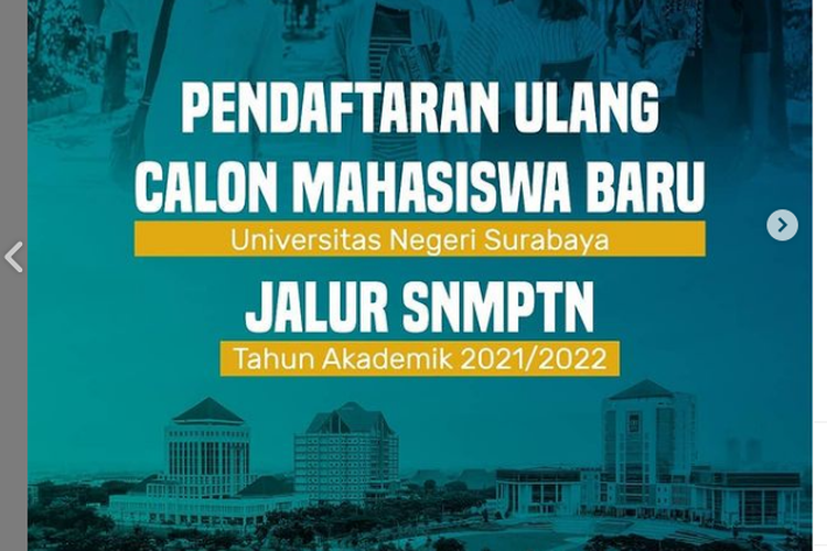 Jadwal daftar ulang calon mahasiswa baru Universitas Negeri Surabaya (Unesa).