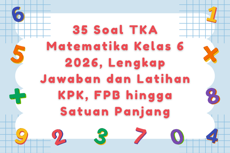 35 Soal TKA Matematika Kelas 6 2026, Lengkap Jawaban dan Latihan KPK, FPB hingga Satuan Panjang