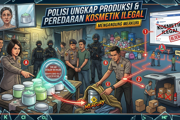 Bareskrim Polri Bongkar Produksi Kosmetik Ilegal Mengandung Merkuri di Bogor, 3 Orang Ditangkap