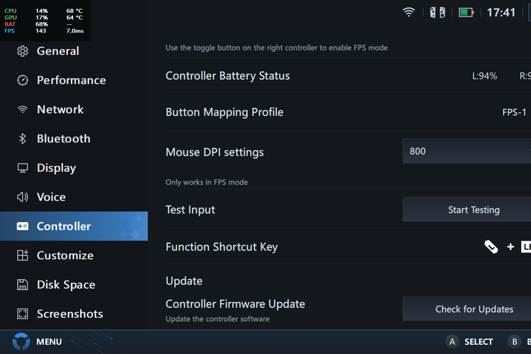 Pengguna bisa mengatur skema kontrol Lenovo Legion Go dalam FPS Mode, dengan mengakses Legion Space  Settings  Controller