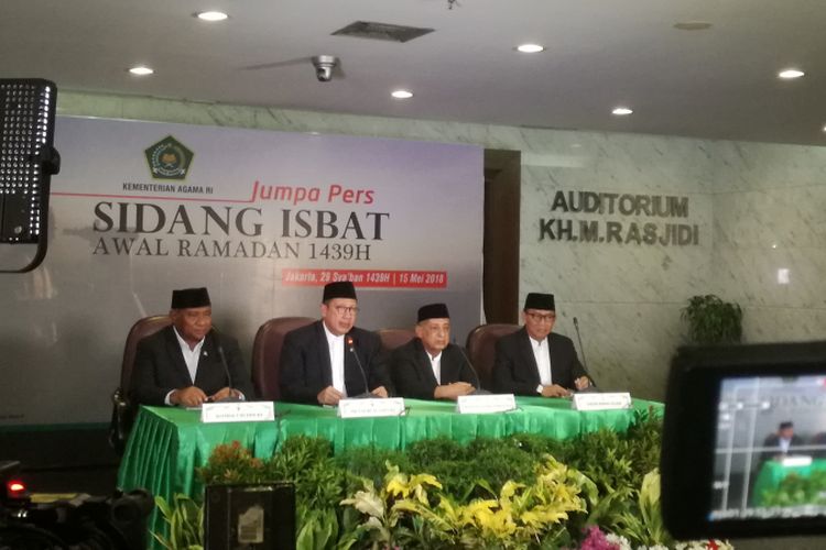 Kementerian Agama menggelar sidang isbat penetapan awal Ramadhan 1439 Hijriah di Kementerian Agama, Selasa  (15/5/2018). 