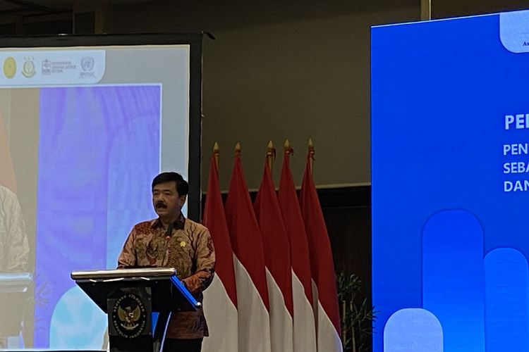Menko Polhukam Hadi Tjahjanto membuka acara peluncuran pelaksanaan piloting penerapan pidana bersyarat di Hotel Pullman, Jakarta Pusat, Rabu (5/6/2024).