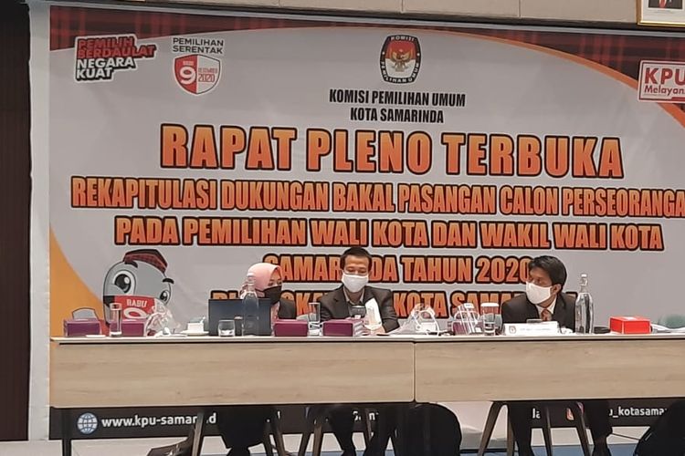 Suasana rapat pleno terbuka rekapitulasi dukungan pasangan calon perorangan pilkada Samarinda di Hall Hotel Mercure, Samarinda, Kaltim, Selasa (21/7/2020).