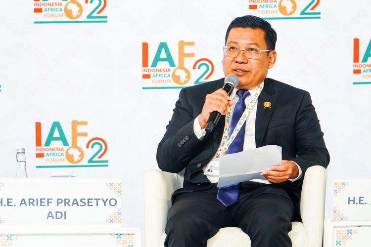 Kepala Badan Pangan Nasional (Bapanas) atau National Food Agency (NFA) Arief Prasetyo Adi dalam Diskusi Panel di Indonesia-Africa Forum (IAF) 2024, yang digelar di Nusa Dua, Bali, Selasa (3/9/2024).