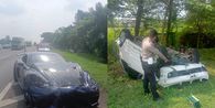Rombongan Melaju di Tol Porong-Sidoarjo, 1 Mobil Porsche Hilang Kendali dan Menabrak Rush Berisi 1 Keluarga